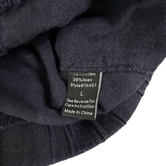 Mine Blue Cotton Linen Blend Cropped 3/4 roll sleeve jacket Size Junior Large - Picture 10 of 12